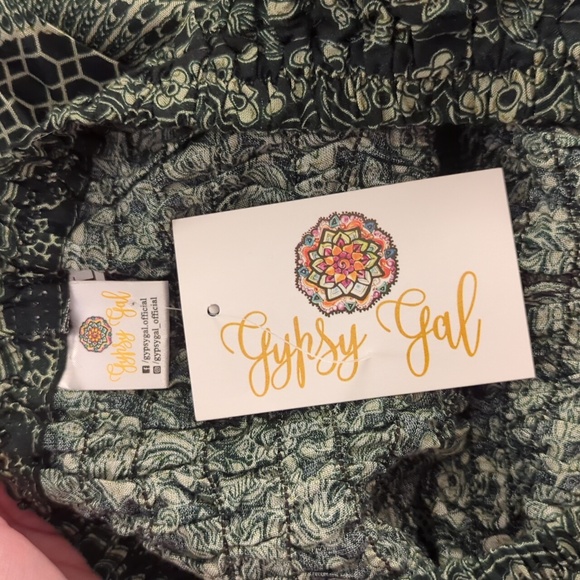 Bohemian Pants Size L Green Paisley - Picture 2 of 2